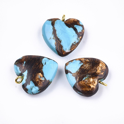 Assembled Bronzite and Synthetic Turquoise Pendants G-T111-04C-1