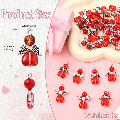 90Ppcs 3 Styles Valentine's Day Glass Pendants PALLOY-CJ00117-1