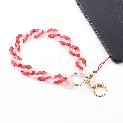 Two Tone Transparent Acrylic Curb Chain Mobile Straps HJEW-JM00453-01-1