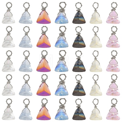 35Pcs 7 Colors Glass Pendants PALLOY-YW00222-1