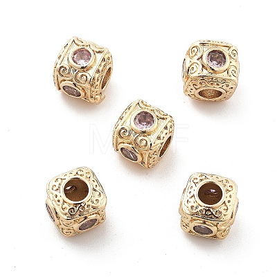 Brass Micro Pave Cubic Zirconia Beads KK-R216-17KCG-03-1