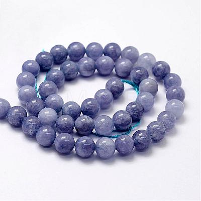 Natural White Jade Imitation Aquamarine Beads Strands G-F364-15-8mm-1