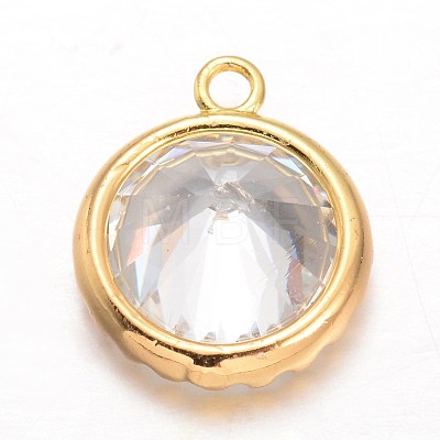 Diamond Brass Cubic Zirconia Pendants KK-L134-19G-1