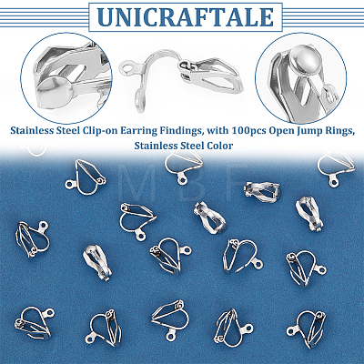 Unicraftale 60Pcs 304 Stainless Steel Clip-on Earring Findings STAS-UN0051-67-1