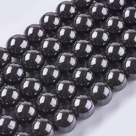Magnetic Synthetic Hematite Beads Strands G-Q893-10mm-1