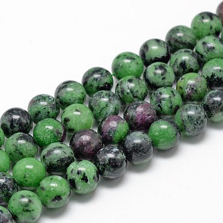 Natural Ruby in Zoisite Beads Strands G-R446-6mm-25-1