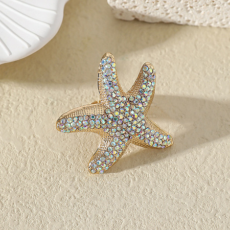 Alloy with Rhinestone Cuff Open Rings for Women JG5822-1-1