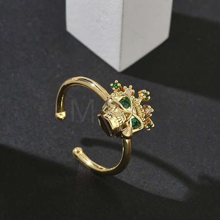Brass Micro Pave Cubic Zirconia Cuff Rings RJEW-G364-03G-02-1