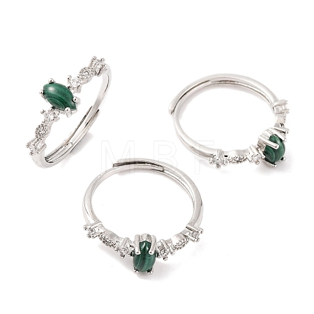 Horse Eye Natural Malachite Adjustable Rings RJEW-Q817-02P-06-1