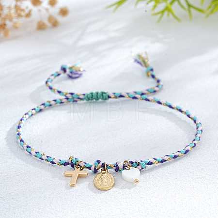 Religion Brass & Natural Shell Charm Bracelets KR4902-2-1