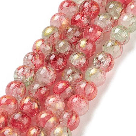 Baking Paint Crackle Glass Bead Strands X1-DGLA-R053-03D-1