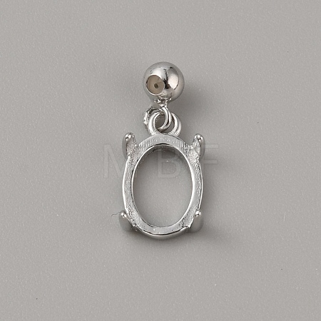 Rhodium Plated 925 Sterling Silver Pendant Cabochon Settings STER-WH0010-29-1