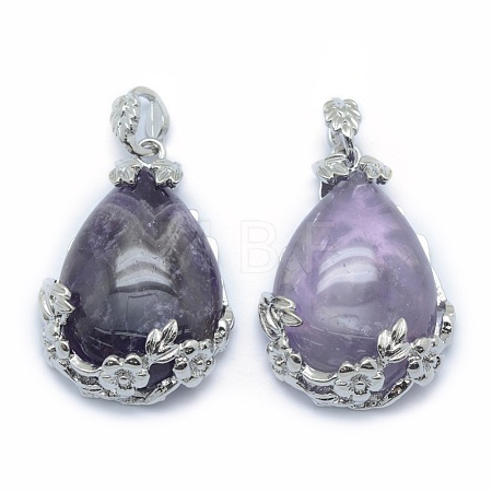 Natural Amethyst Pendants G-P393-B06-1