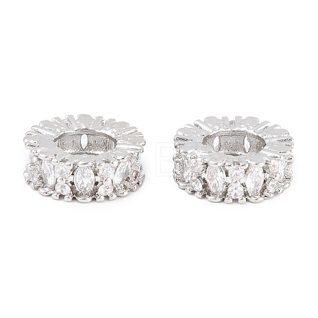 Brass Micro Pave Clear Cubic Zirconia European Beads KK-B186-20P-1
