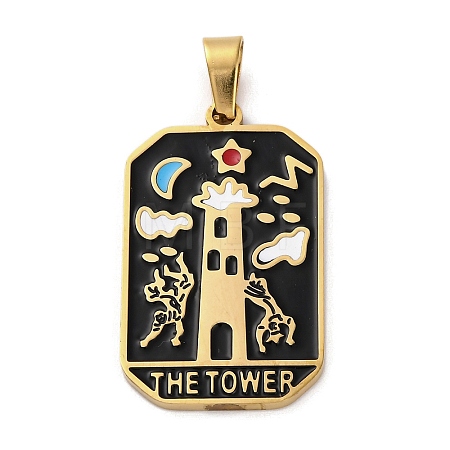 Ion Plating(IP) 304 Stainless Steel Enamel Pendants STAS-Q003-01G-016-1