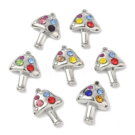 304 Stainless Steel Rhinestone Pendants STAS-L308-01P-1