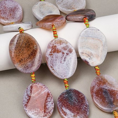 Natural Fire Crackle Agate Beads Strands G-P605-L03-01D-1