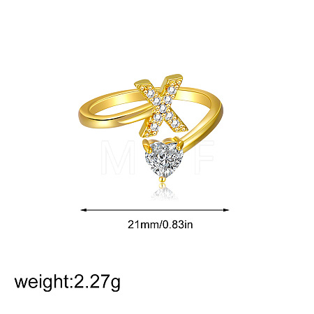 Brass Micro Pave Clear Cubic Zirconia Cuff Open Rings FS-WGF859A-14-1