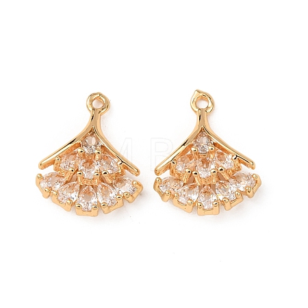 Brass Micro Pave Clear Cubic Zirconia Charms KK-T082-01G-1