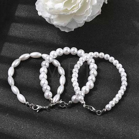 Plastic Pearl Beaded Bracelets for Women BJEW-L716-01P-1
