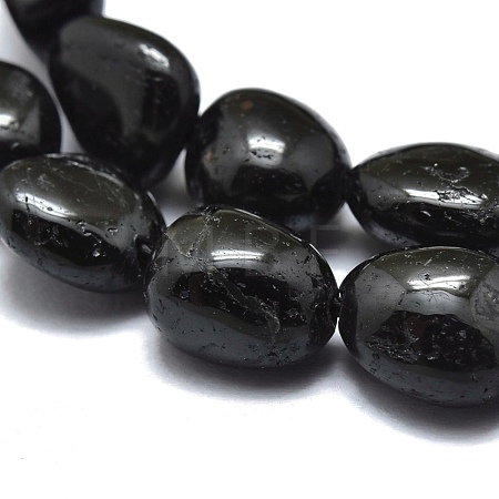 Natural Black Tourmaline Beads Strands X-G-O186-B-07-1