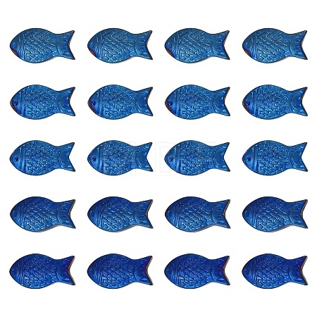 20Pcs Full Plated Frosted Electroplate Glass Fish Beads Strands EGLA-YW0001-68A-1