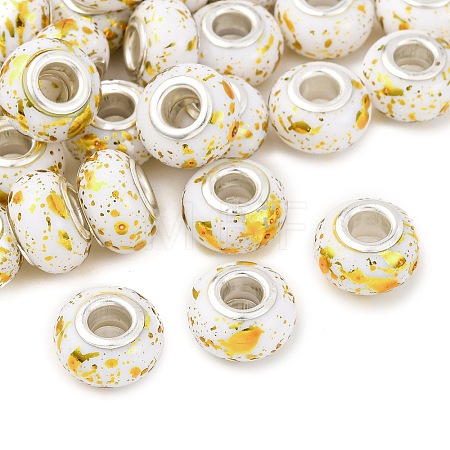 Opaque Resin Rondelle European Beads RESI-Z046-01A-1