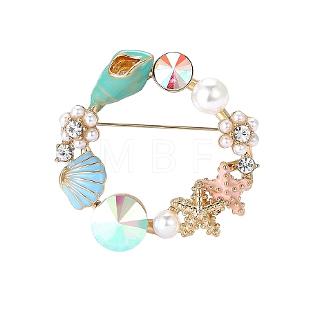 Ring with Conch & Starfish Enamel Pin PW-WG7F467-01-1
