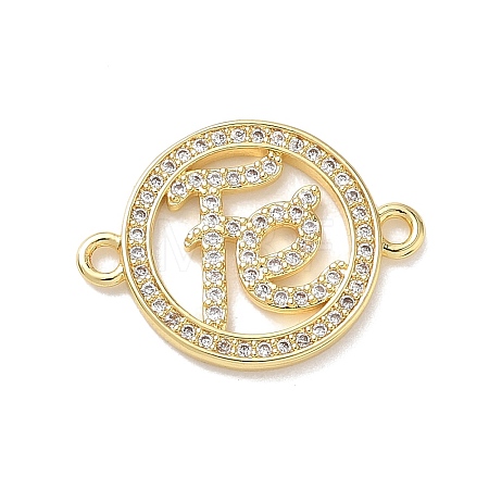 Brass Micro Pave Clear Cubic Zirconia Letter FE Links Connector Charms KK-L268-024G-02-1