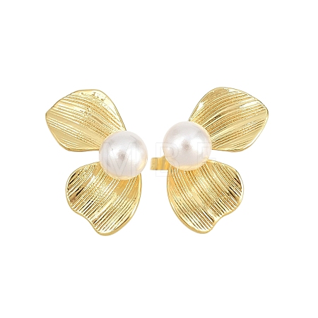 Leaf Brass Stud Earrings EJEW-D351-02G-1