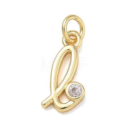 Brass Micro Pave Clear Cubic Zirconia Charms KK-D289-66G-L-1