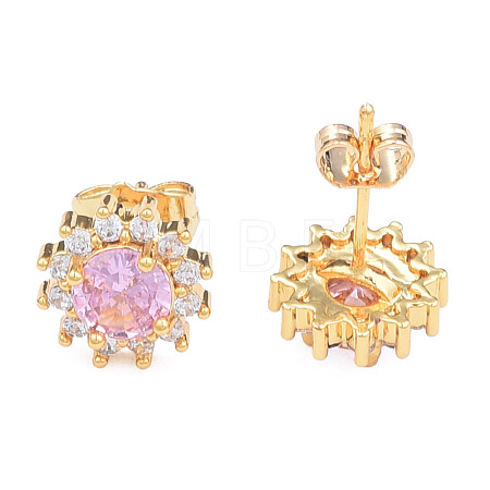 Cubic Zirconia Flower Stud Earrings EJEW-N011-60B-1