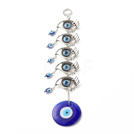 Glass Turkish Blue Evil Eye Pendant Decoration HJEW-I008-04AS-1