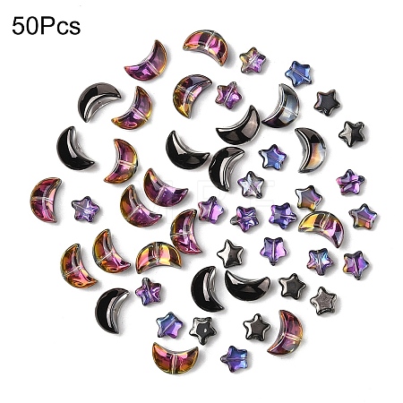 50Pcs 2 Styles Electroplate Glass Beads EGLA-YW0005-03E-1