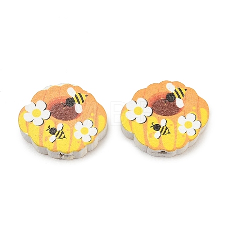 Printed Poplar Wood Beads WOOD-Z008-01M-1