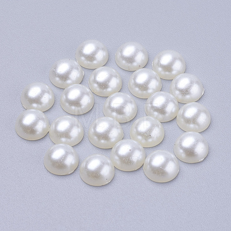 Half Round Domed Imitated Pearl Acrylic Cabochons OACR-H001-6-1