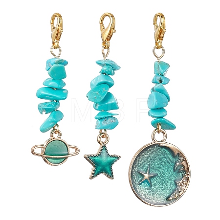 Planet/Star/Flat Round Alloy Enamel Pendant Decorations HJEW-JM01621-1