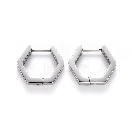 Tarnish Resistant 304 Stainless Steel Huggie Hoop Earrings STAS-S103-24P-1