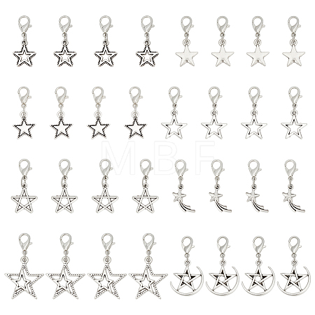 32Pcs 8 Colors Alloy Pendant Decorations HJEW-GO00263-1