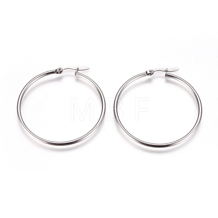 Tarnish Resistant 201 Stainless Steel Big Hoop Earrings EJEW-F237-02B-P-1
