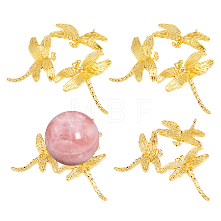 4Pcs 2 Styles Dragonfly Alloy Crystal Ball Display Bases AJEW-DC0004-28-1