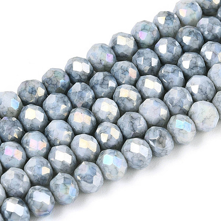 Anti-Tarnish Electroplate Rondelle Glass Beads Strands X-EGLA-T021-4mm-17-10-1