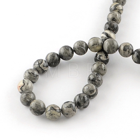 Natural Map Stone/Picasso Stone/Picasso Jasper Beads Strands G-S188-6mm-1