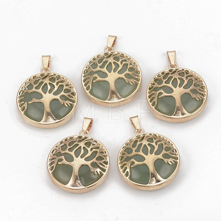 Natural Green Aventurine Pendants G-S292-10C-G-1