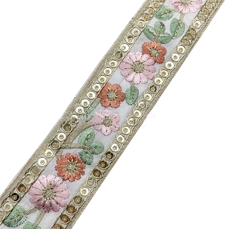 10 Yards Embroidery Flower Polyester Ribbon PW-WG22962-02-1