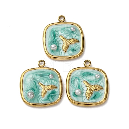304 Stainless Steel Enamel Pendants STAS-P406-25A-G-1