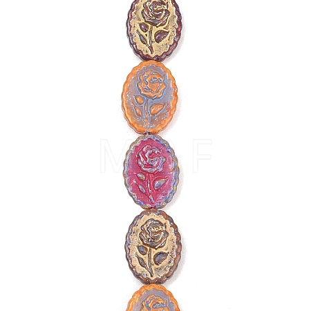 Painted Glass Beads Strands GLAA-F133-07E-1