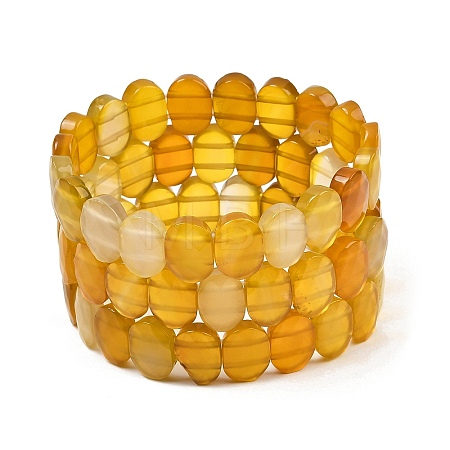 Natural Yellow Agate Oval Beaded Stretch Bracelet G-E010-01-32-1