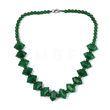 Natural Malaysia Jade Round & Cone Beaded Necklaces NJEW-N064-03H-1