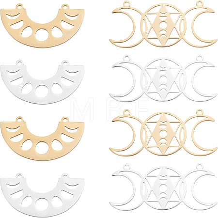 16Pcs 4 Style 201 Stainless Steel Pendant Links STAS-DC0002-64-1